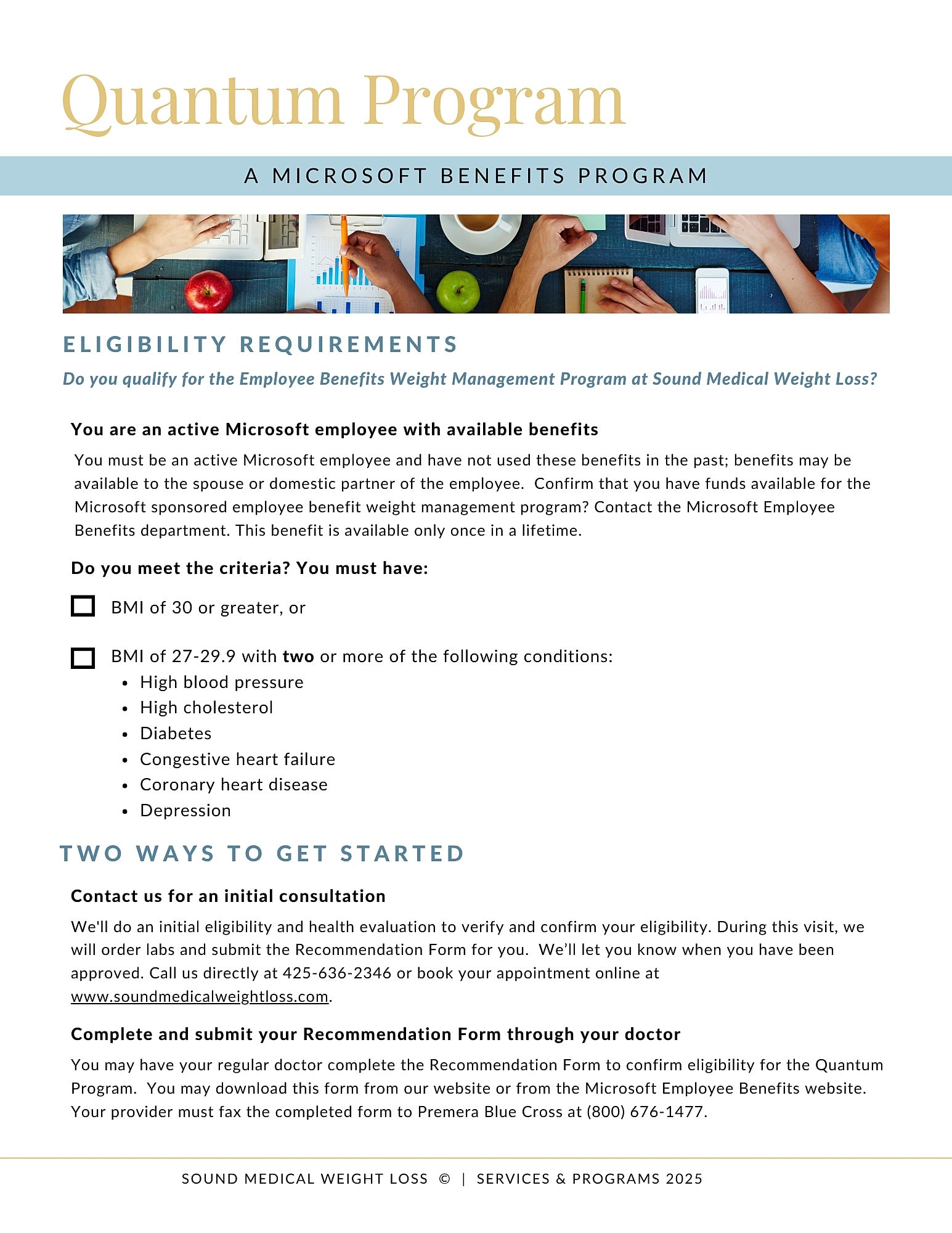 Microsoft employee weight management program eligibility information.