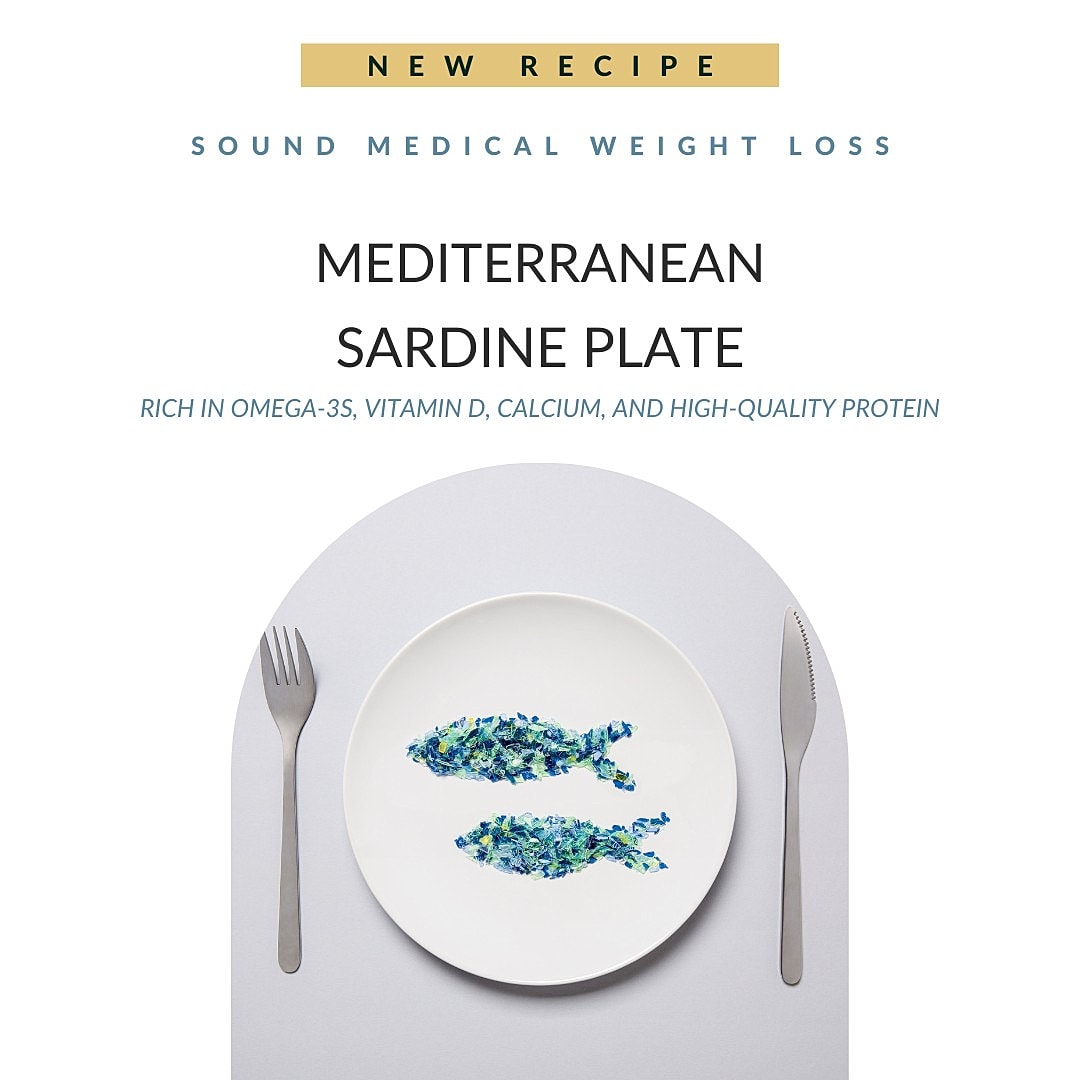 Mediterranean sardine plate recipe for healthy eating.