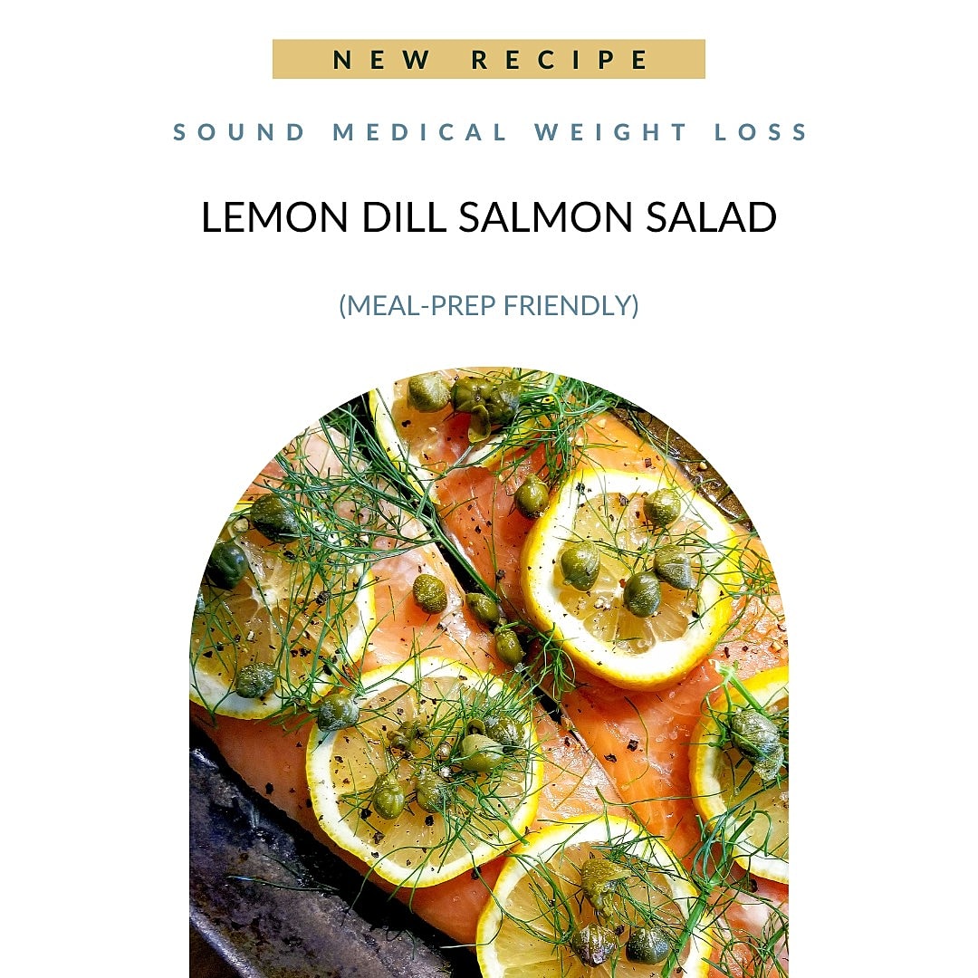 Lemon dill salmon salad, meal-prep friendly recipe.